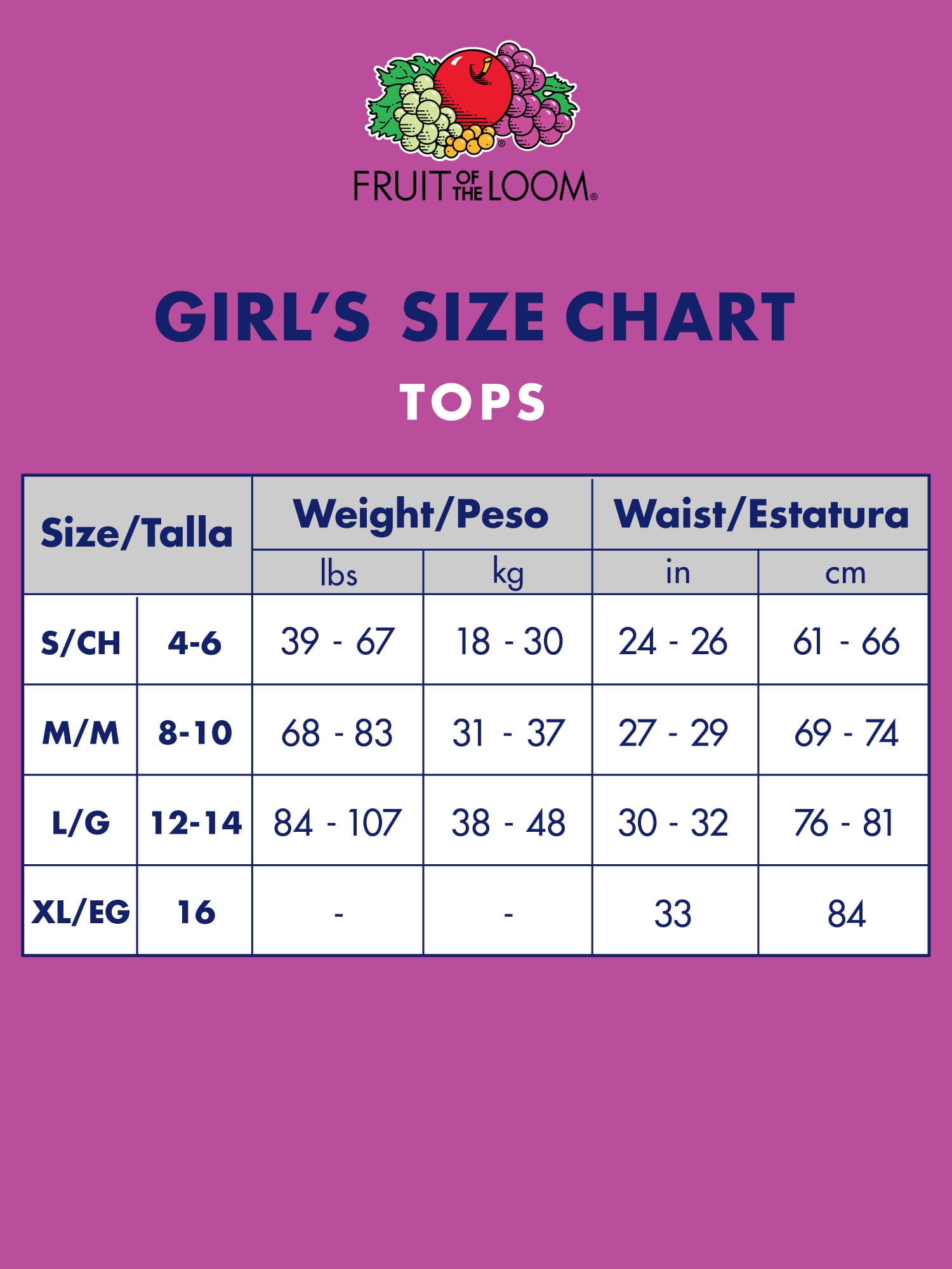 Calvin Klein Girls Size Chart