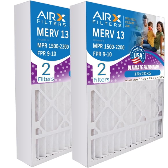 AIRX FILTERS WICKED CLEAN AIR. 16x20x5 Air Filter MERV 13 Compatible with Lennox X0582 Air Filter 2 Pack