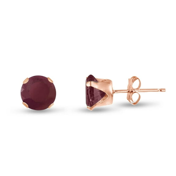 Paris Jewelry 14k Rose Gold Plated 8mm Round Ruby Stud Earrings Women