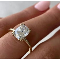 Jewelerix 14K Yellow Gold Plated Ring Cushion Cut Moissanite Solitaire Ring Vintage Inspired Prong Engagement Proposal Ring