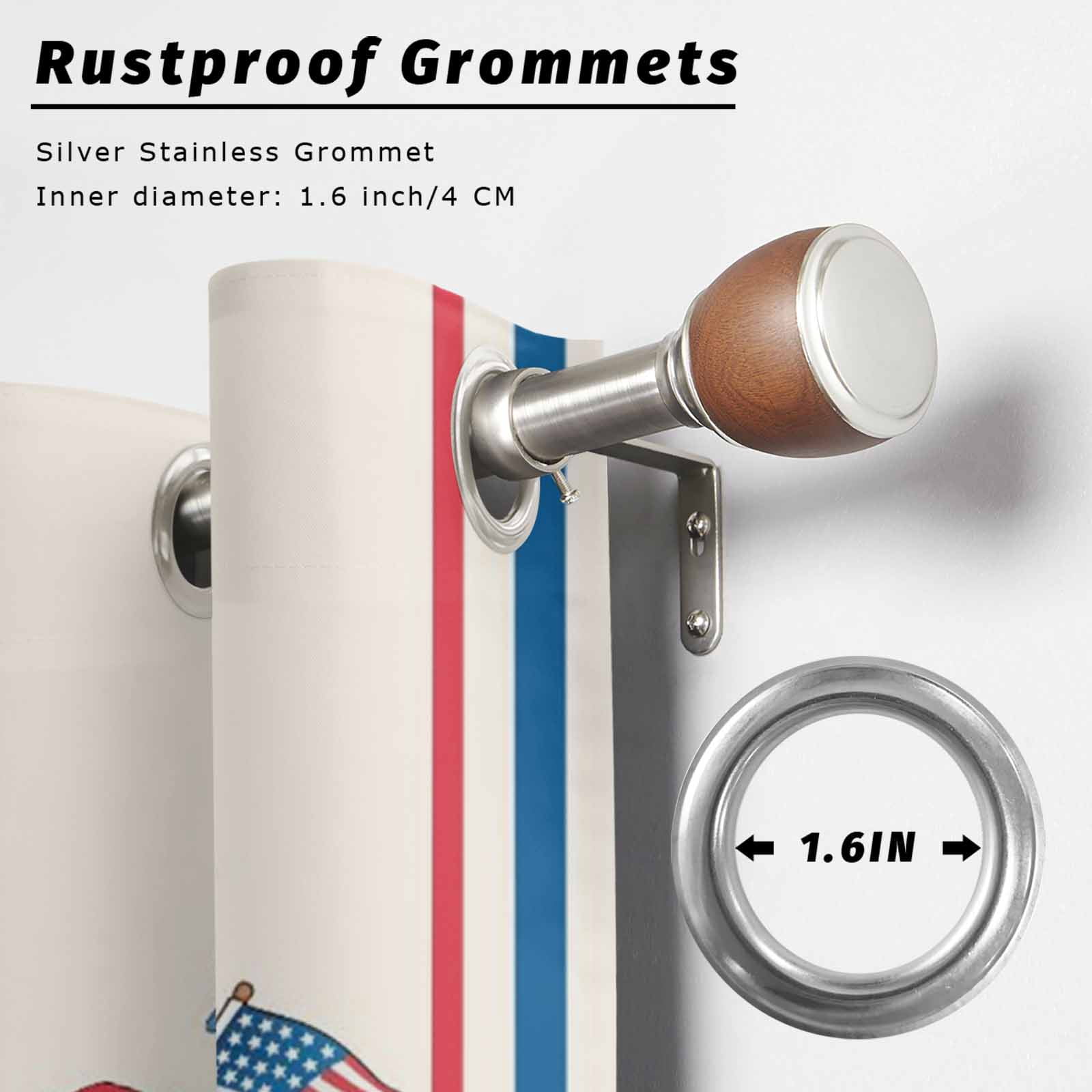 Independence Day Outdoor Curtains for Patio, U.S. Flag Themed Cartoon Boots Flowers Stripes Sunshade Privacy Drapes Grommet Waterproof Outside Curtains for Porch/Cabana/Balcony 54"x 108", 1 Panel