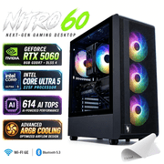 Acer Nitro 60 Gaming Desktop, Intel Core Ultra 5 225F, RTX 5060 8GB, Processor up to 13 NPU TOPS，Realtek Audio, Wi-Fi 6E, Windows 11，W/mouse pad