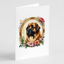 Leonberger and Flowers Greeting Cards and Envelopes Pack of 8 7 in x 5 in