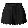 thumbnail image 3 of ReTeiv Women's Pants Shorts For Women Ruffle Hem Casual Shorts Plus Size Drawstring Lace Shorts, 3 of 6