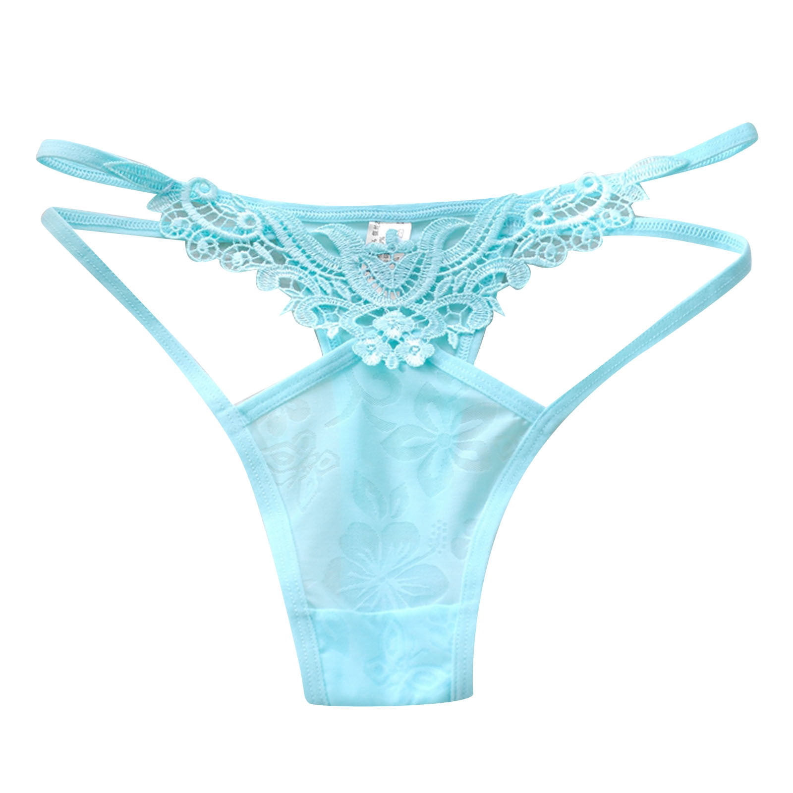 LBECLEY No Show Underwear Women Lace Hollow Out Embroidered Mesh Sheer  Panties Hollow Out Low Waist Plus Size Underwear Womens Mesh Panties Sky  Blue M