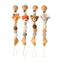 XIRQI 4Pcs Pacifier Clip,Crochet Craftsmanship Pacifier Holder,Secure Anti-Fall Design Binky Clips