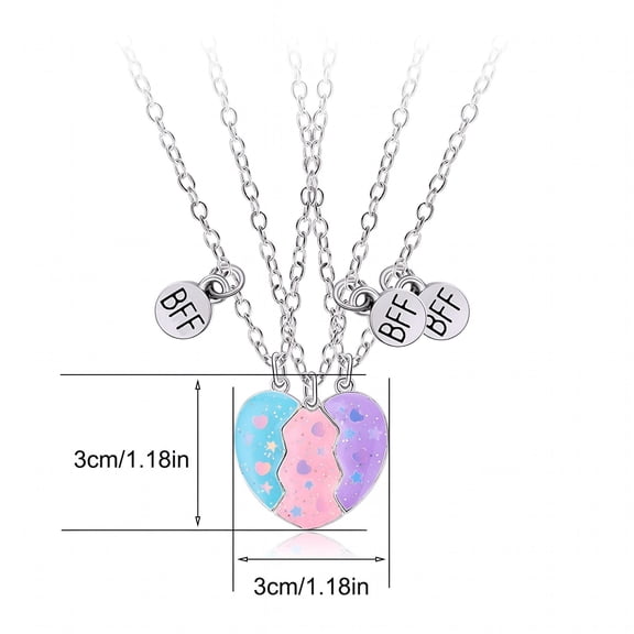 DESIGNICE BFF Necklace Set of 3,16.14-19.69in,Multi-Color Friendship Jewelry