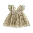 thumbnail image 1 of Robe Ligne A pour Bébé Fille Princesse Manches Volantes Col en V Papillon Robe de Soirée Robe d'Été, 1 of 7