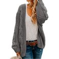 thumbnail image 3 of Women Oversized Chunky Open Front Cardigan Sweaters Cable Knit Long Sleeve Cardigans Outwear Coats, 3 of 6