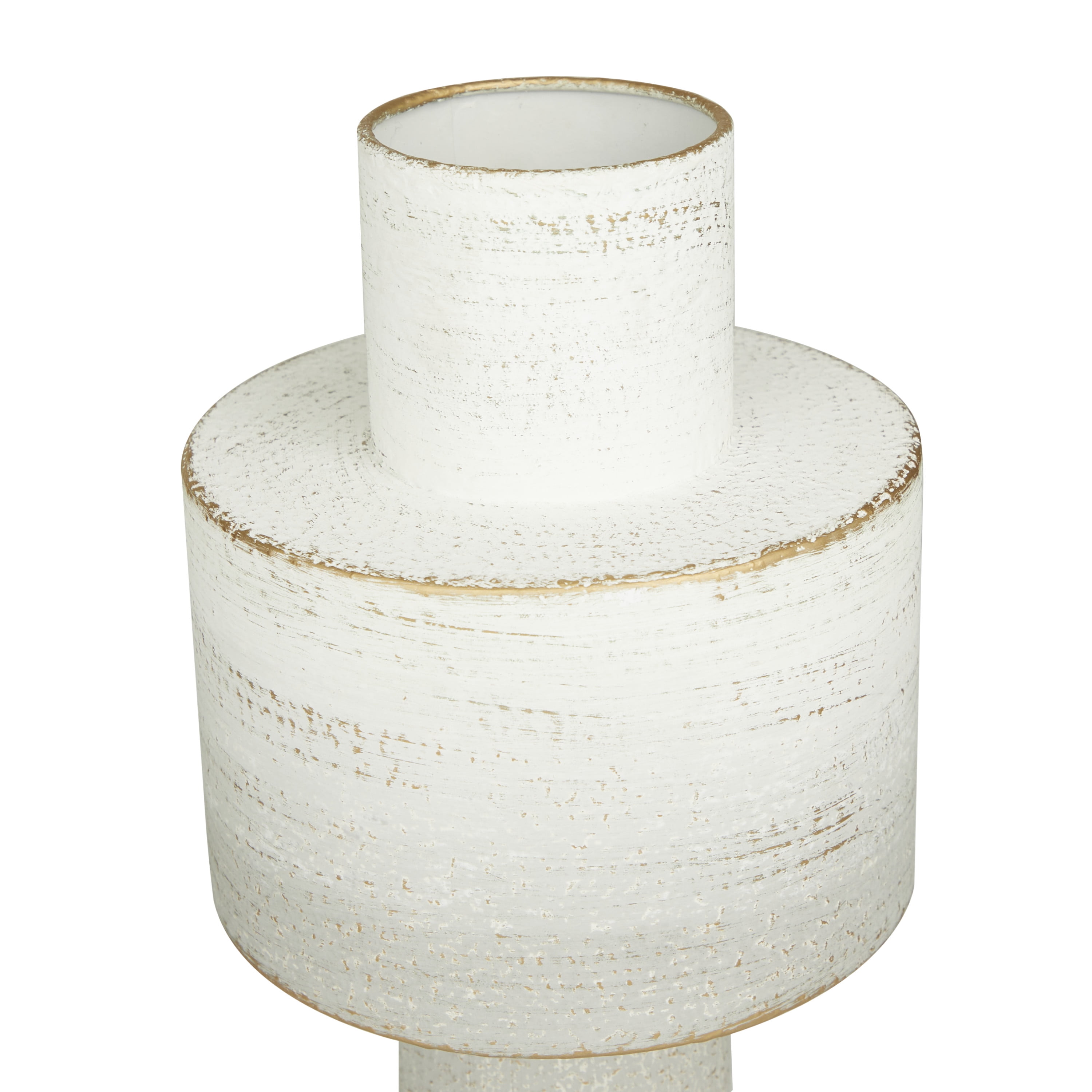 CosmoLiving by Cosmopolitan 16", 15"H White Metal Vase, Set of 2