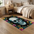 thumbnail image 2 of ODIKA 5'x7' Washable Area Rug Non-Slip, Chair-Friendly Turquoise Yellow Goth Skull Boho Halloween Spooky Pastel Cartoon Whimsical Vintage for Dining Room, Under Table, Home Office, 2 of 7