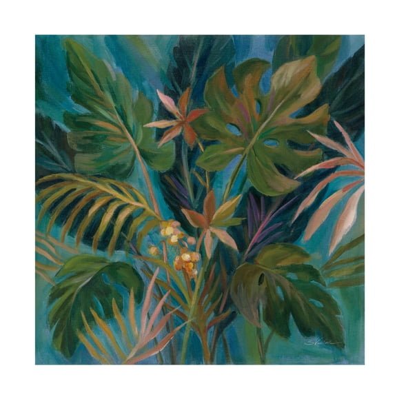 Silvia Vassileva 'Midnight Tropical Leaves' Canvas Art