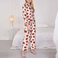thumbnail image 3 of Vsdgher Abstract Red Polka Dot Pajamas Set Long Sleeve Sleepwear Womens Button Down Nightwear Pj Sets-Small, 3 of 7