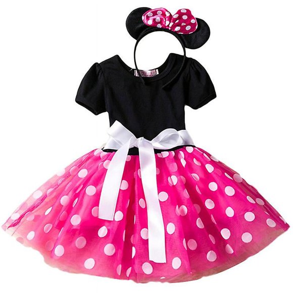 Kids Girls Minnie Mouse Headband Short Sleeve Tutu Tulle Princess Dress Outfit