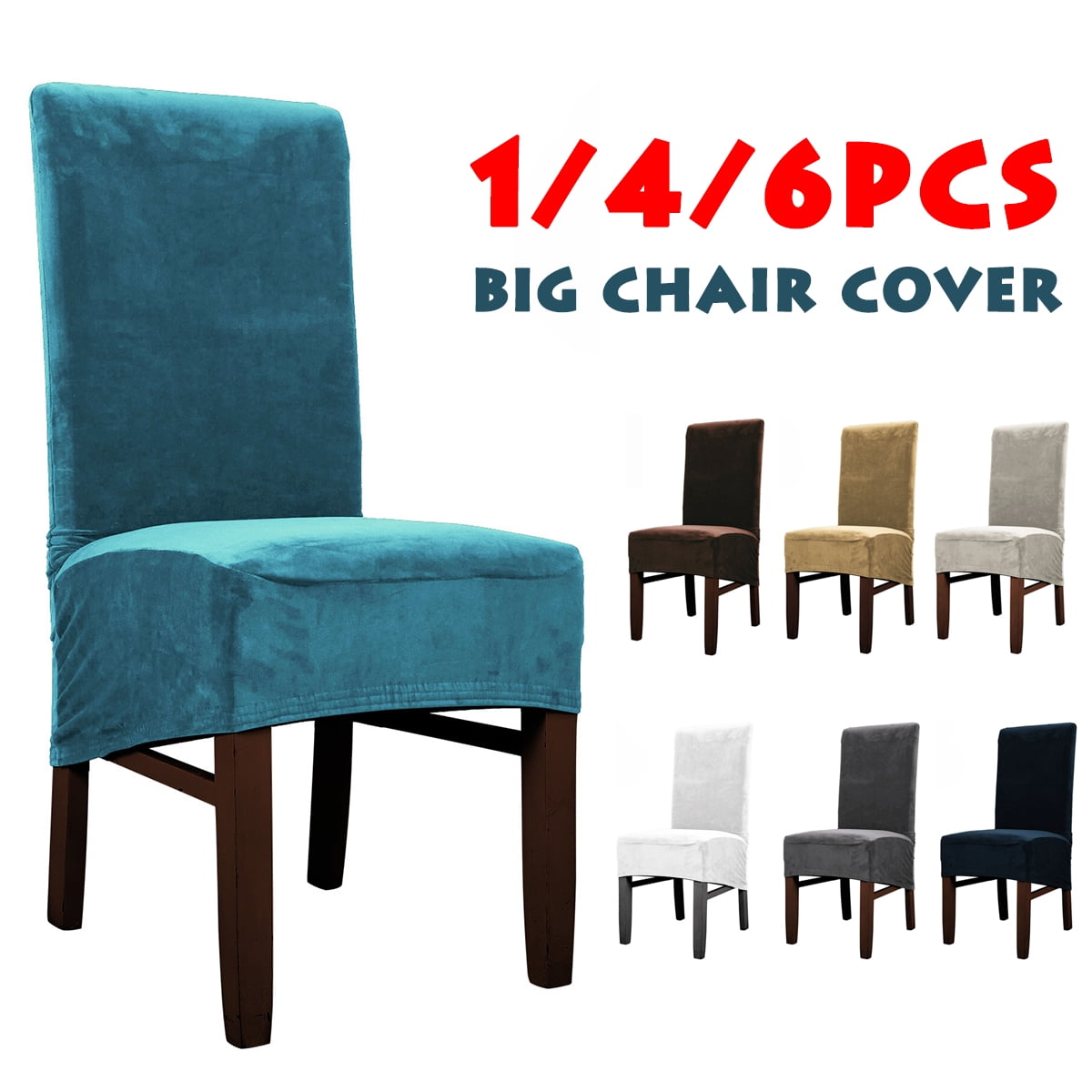1/4/6Pcs Luxury Velvet Dining Chair Cover Stretch Oversize Removable