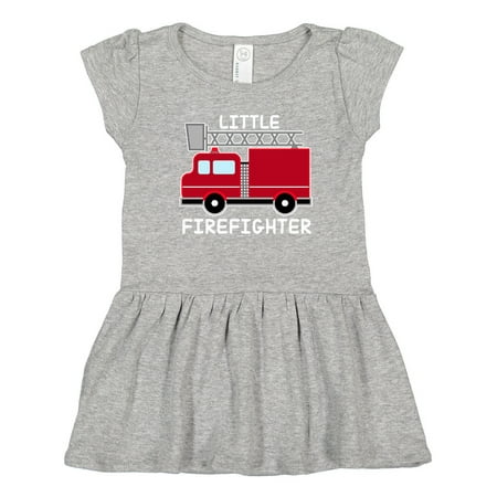 

Inktastic Red Fire Little Firefighter White Text Gift Toddler Girl Dress