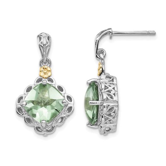 1.80 Carat (ctw) Green Quartz Dangle Earrings in Sterling Silver