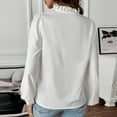 thumbnail image 4 of GXIPO Women's Ruffle Trim Pullover Long Sleeve Blouse Top Cotton Stand Collar Elegant Work Shirt White XL, 4 of 7