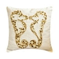 thumbnail image 6 of Pillow Case Zip, Decorative Ivory & Gold 24"x24" (60x60 cm) Throw Pillow Covers, Linen Beaded & Sequins Throw Pillows For Sofa, Abstract Pattern Beach Style - Sea Horse Kiss, 6 of 10