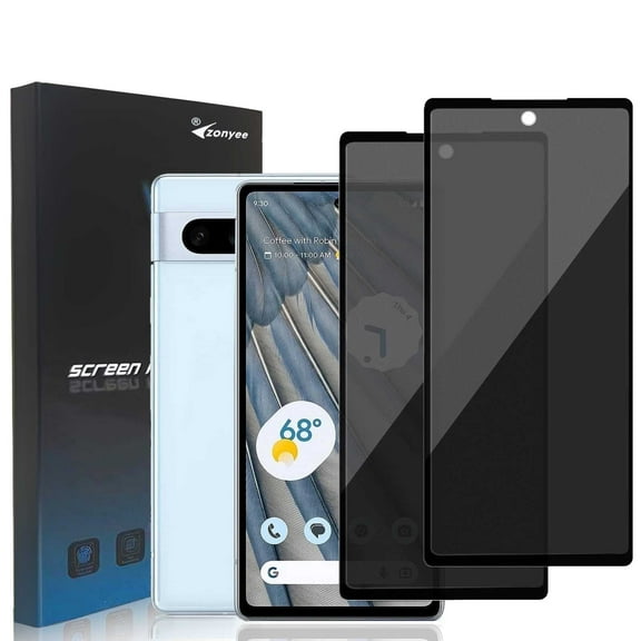 ZYQEEE 2 Pack Privacy Screen Protector Compatible for Google Pixel 7a - 6.1", Anti-Spy Tempered Glass, Bubble-Free, Easy Install