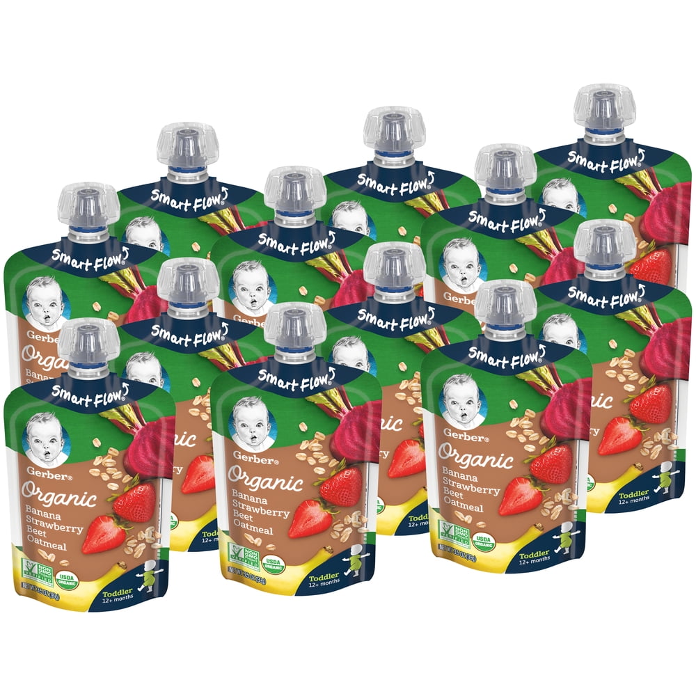 (Pack of 12) Gerber Organic Toddler Baby Food Banana Strawberry Beet