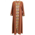 thumbnail image 1 of Hijaz Clay Brown Red Long Sleeve Modern Full Open Abaya with Print Pattern Design, 1 of 5