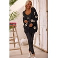 thumbnail image 3 of Women's Black Floral Print Knitted Open Front Loose Cardigan - [ZhiHiMeRi] | (US 12-14)L, 3 of 10