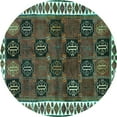 thumbnail image 1 of Ahgly Company Indoor Round Persian Turquoise Blue Traditional Area Rugs, 7' Round, 1 of 4