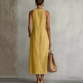thumbnail image 5 of Blmnix Shift Woman Dress Long Dresses Vacation Dress Dress Yellow Cocktail-Length Crew Neck Sleeveless with Pockets Womens Dresses Casual,XXXL, 5 of 5