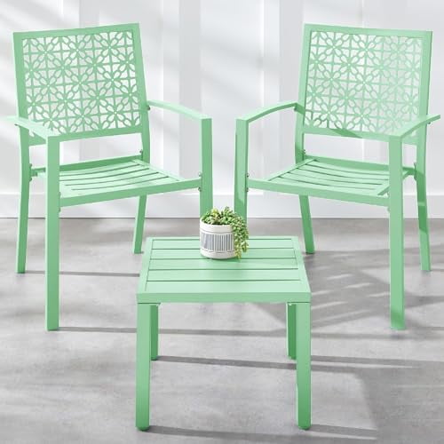 3‑Piece Steel Outdoor Patio Bistro Furniture Set with Table & Chairs