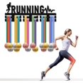thumbnail image 4 of Running Medal Holder Sport Medal Hanger Medal Rack Display Wall Rack Mounted Over 30 Medals Wooden Heartbeat for Runners Swimming Bicycle Athletes Champions Medalist Black 15.7x5.1Inch DIY, 4 of 7