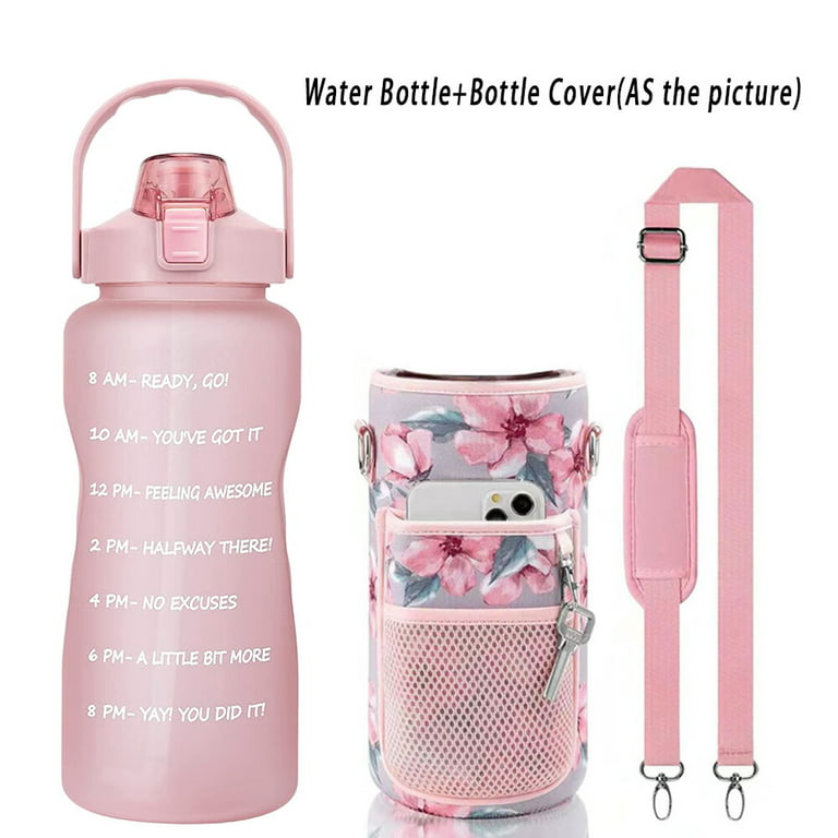 Ktyne 1/2 Gallon Motivational Water Bottle with Handle & Straw, Leakproof BPA Free Water Jug with Time Marker for Fitness, Gym and Outdoor Sports 2L