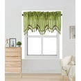 thumbnail image 2 of 1Pc Wave Green Apple color waterfall valance with tassels faux silk rod pocket semi sheer ascot dressing window 55" wide X 18" long for kitchen décor, 2 of 5