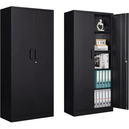 

DSYUHBG Metal Garage Cabinet 71 Locking Cabinet with 2 Doors and 4 Adjustable Shelves Lockable Metal Cabinet for Office Garage Gym School（）