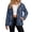 Blue Jellyfish Toile, variant on Hunting Tree Camo Women Fleece Jacket Stand Collar Winter Coat, Cozy Sherpa-Lined, Stand Collar Snap Button Jacket, Deep Pockets, Loose Fit, for Fall Winter Casual Daily Wear, Medium