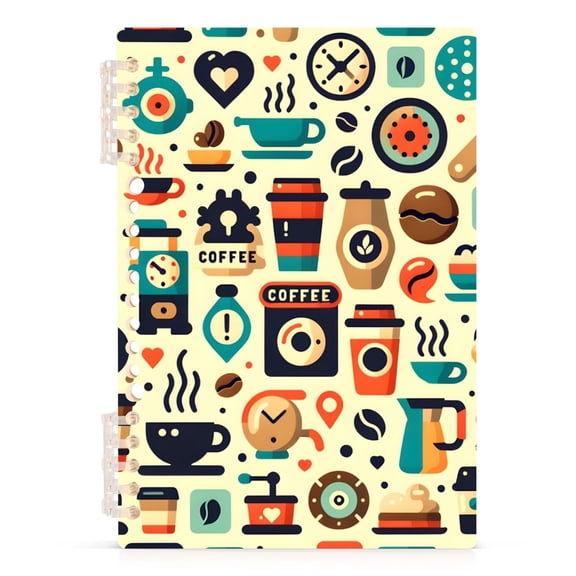 Coffee Shop Signs Spiral Journal Notebook College Ruled Notebook 8.3" x 5.7" A5 Lined Thick Paper Page