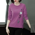 thumbnail image 1 of CNKOO Femmes Casual Manches Longues Chemisier à Col Rond Dames T-Shirt Tops, 1 of 4