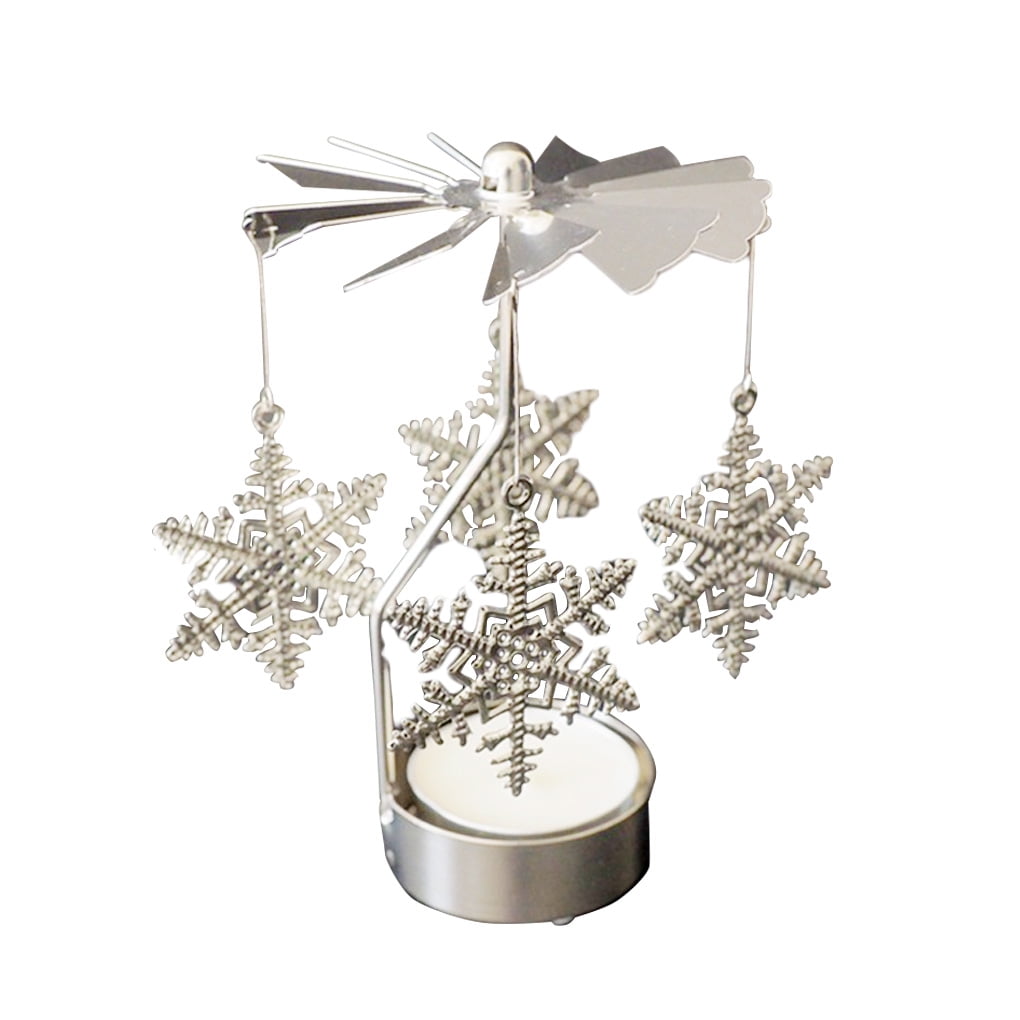 Rotating Metal Candlestick Candle Holder Christmas Holiday Home Decor 