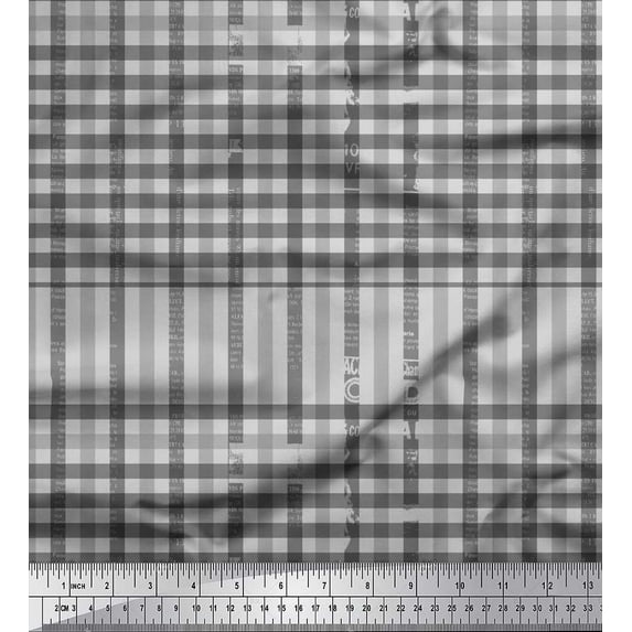 Soimoi Polyester Crepe Fabric Window Pane Check Decor Fabric Printed Yard 52 Inch Wide