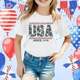 thumbnail image 2 of MIXUE Girls Tops & T-Shirts Summer Fourth Of July Independence Day Letter Print Round Neck Short Sleeve Casual Party Tee Shirts Streetwear,White,12-13 Years, 2 of 4