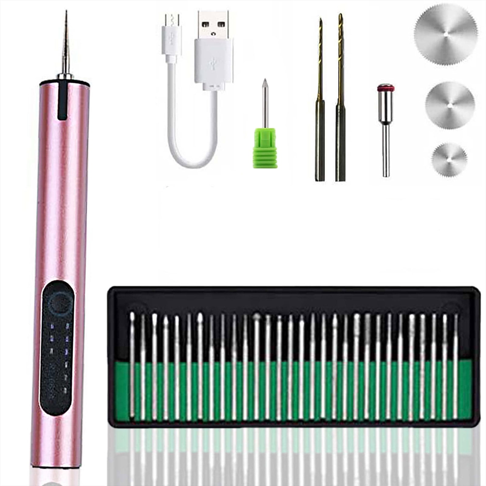 Electric Engraving Pen Kit, Cordless Rechargeable Grinding Pen with 36  Bits, DIY RotaryEtching Pen for Carving Glass 