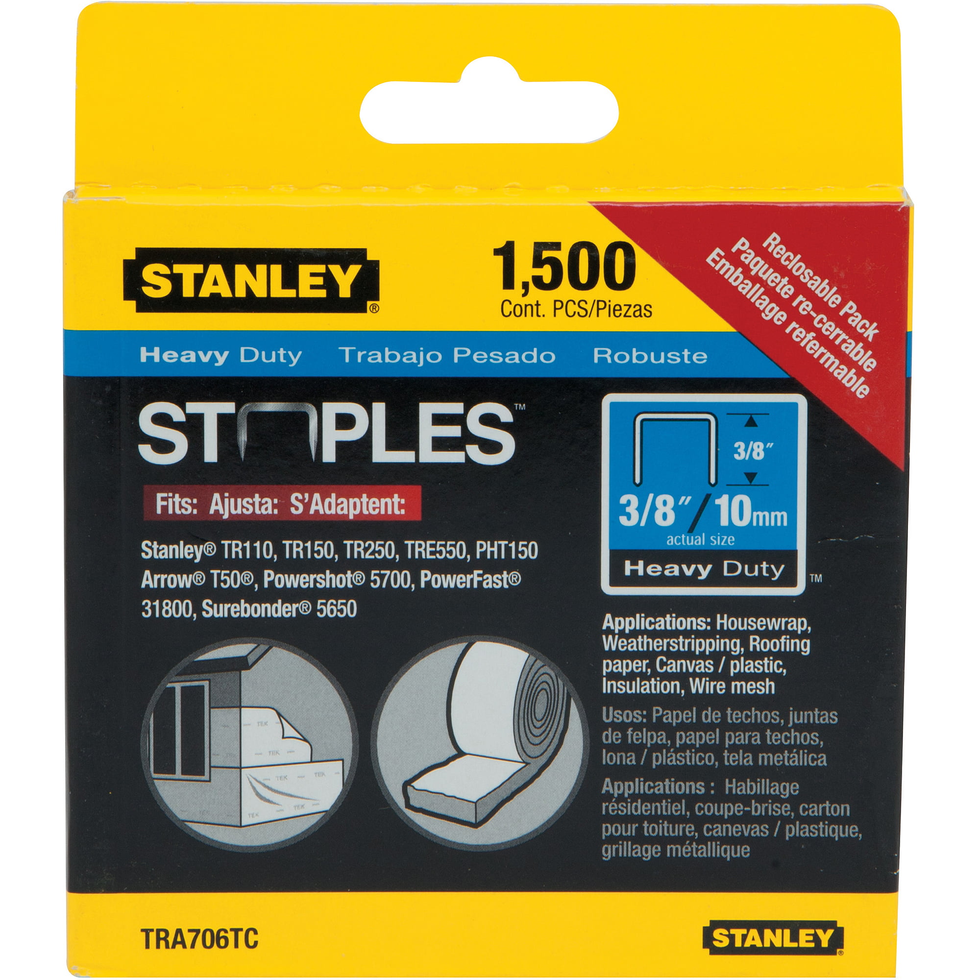 1500 Pack 5/16 Stanley TRA705TCS Type G Heavy-Duty Staples