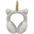 thumbnail image 1 of Fuzzy Soft White Unicorn Winter Cold Weather Outerwear Orejeras con Cuerno Relleno Dorado Adepaton CJWUS-6610, 1 of 4