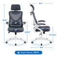 thumbnail image 5 of Yaheetech Adjustable High Back Mesh Office Chair with 90° Flip-up Armrest, White/Gray, 5 of 10