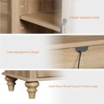 thumbnail image 3 of WAMPAT Sideboard Buffet Cabinets with Glass Door, Kitchen Storage Cabinets,Wood Coffee Bar Tables, Accent Sideboard Storage Cabinet Table Dining Room, Living Room,Oak, 3 of 7
