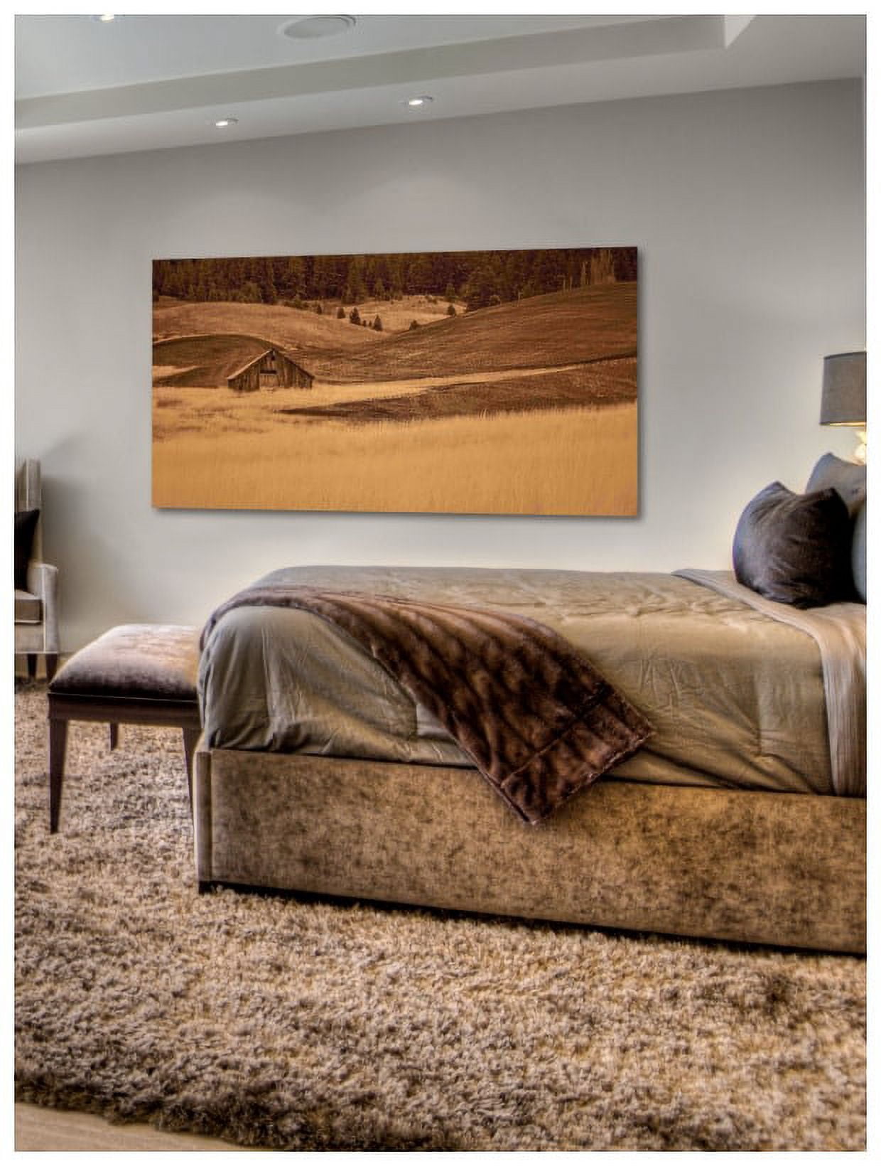 Marmont Hill Inc Marmont Hill - Brown Barn in the Blonde Grasses Painting Print on Canvas - Multi-color