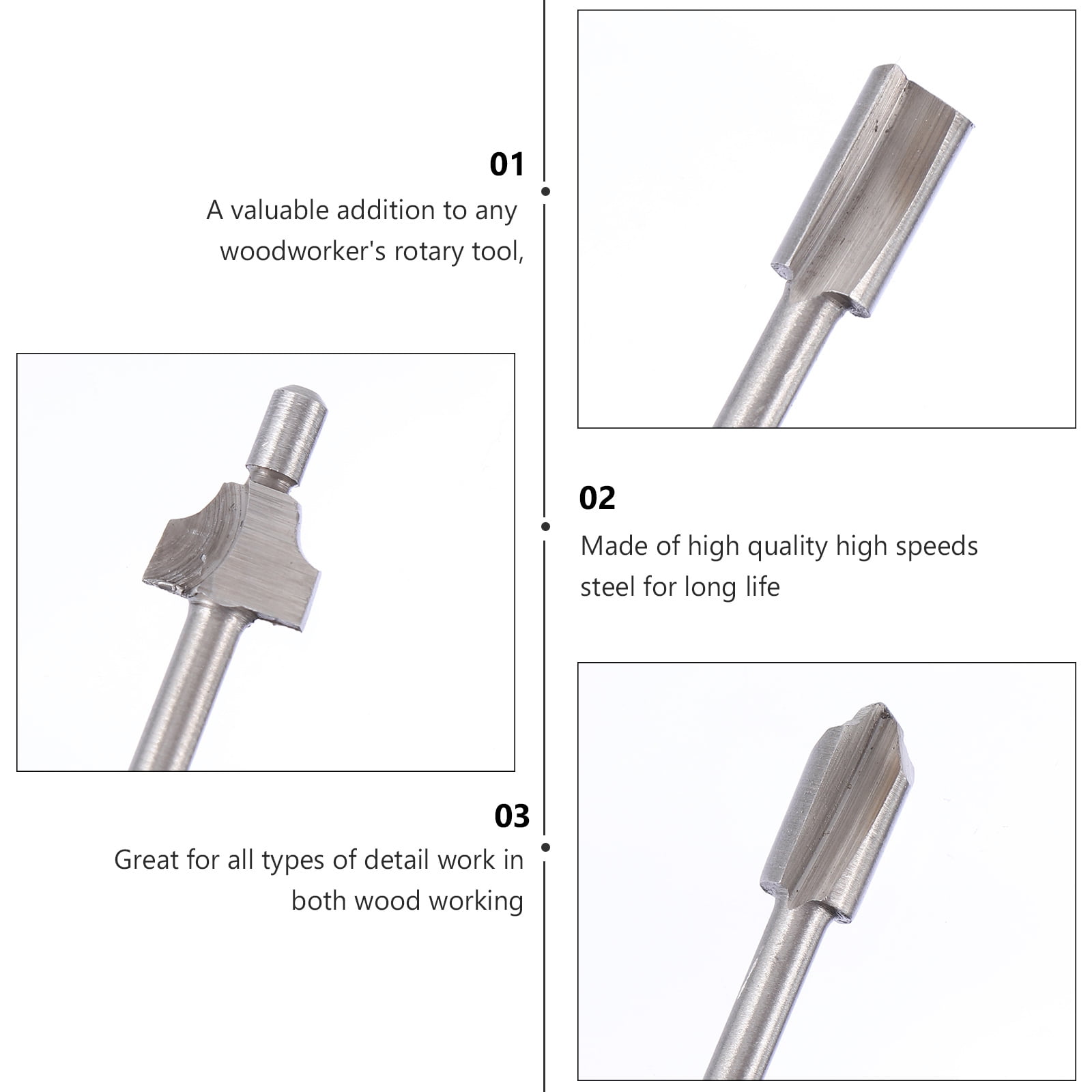 GARVALON 10Pcs Easy Cutting Carbide Router Bits for Professionals and DIY Enthusiasts 3mm