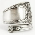 thumbnail image 2 of Adjustable Daisy Flower Ring: Vintage Spoon Shape Copper Ring, Unisex Fashion Ring, Aged Black Finish, 2 of 5