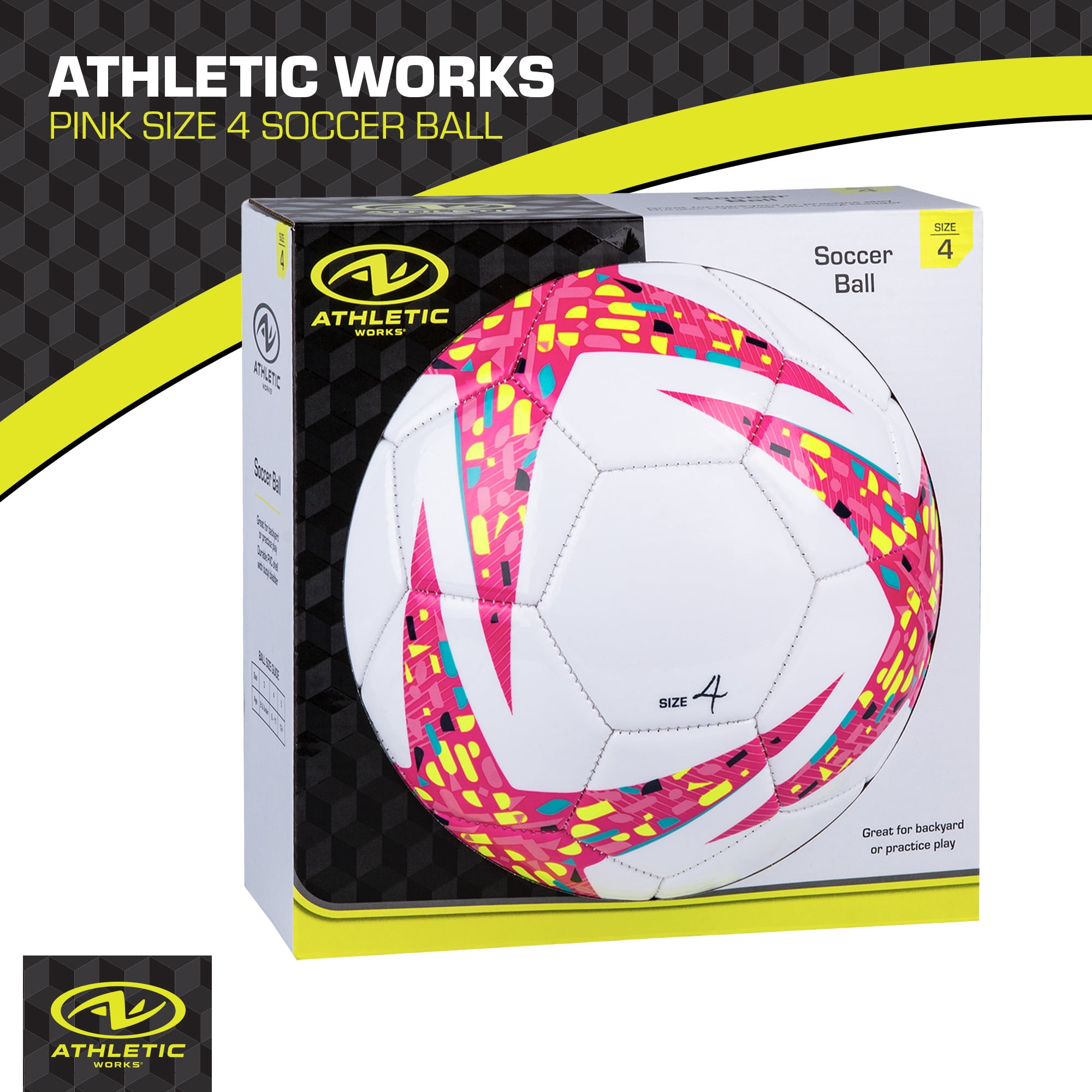 (3 pack) Athletic Works Size 4 Soccer Ball, Pink