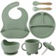 thumbnail image 1 of Babero de silicona para madres e hijos Plato de silicona para la cena Juego de ocho piezas Plato de succión para entrenamiento complementario de alimentos para bebés Juego de vajilla separada para, 1 of 5